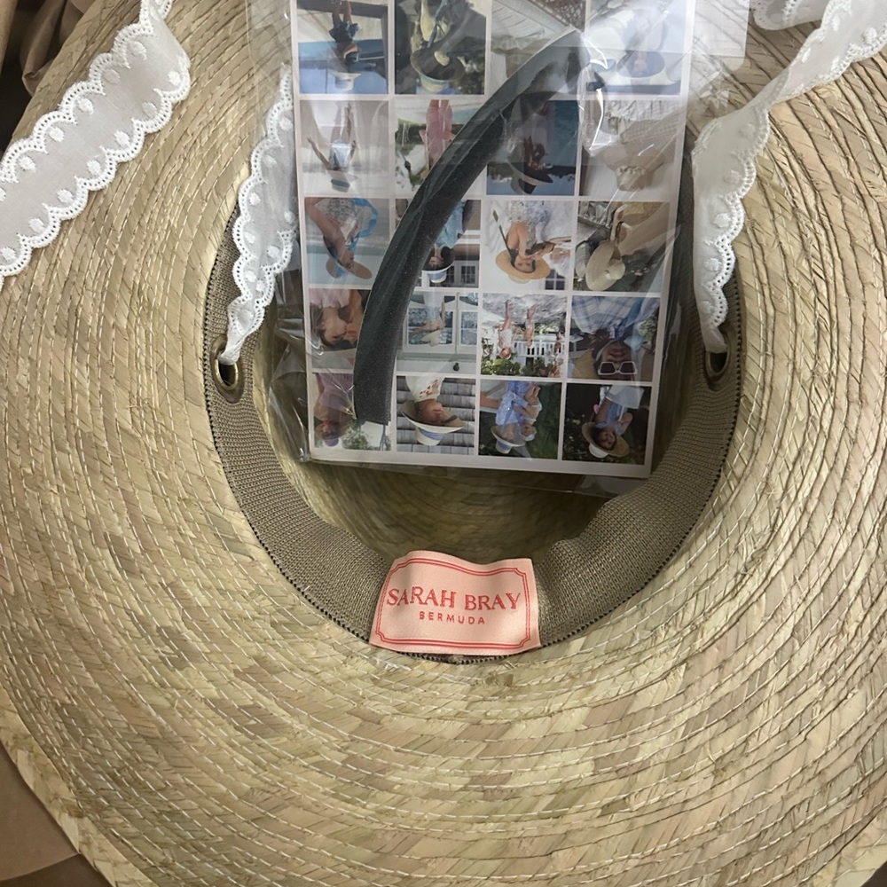 Sara Bray Zinnia Tan Straw Hat with White Lace Band - medium/large - Picture 3 of 7